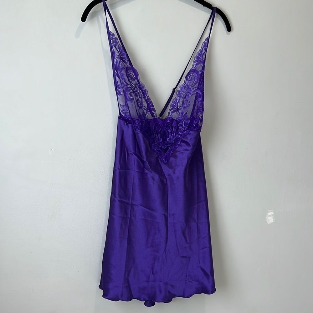 Shirley of Hollywood purple lace nightie/ chemise 2 piece NWT adjustable strap - Picture 3 of 14